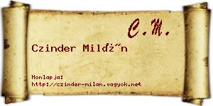 Czinder Milán névjegykártya